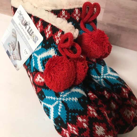 Muk Luks slipper booties NWT fleece slippers winter slippers bootie socks - Picture 3 of 6